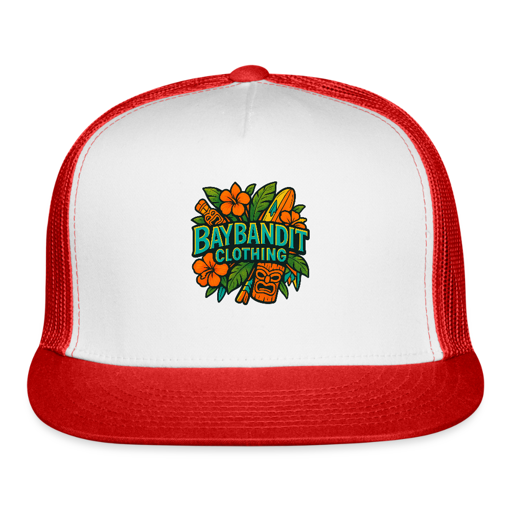 Baybandit Clothing Tiki Sign Trucker Hat - white/red