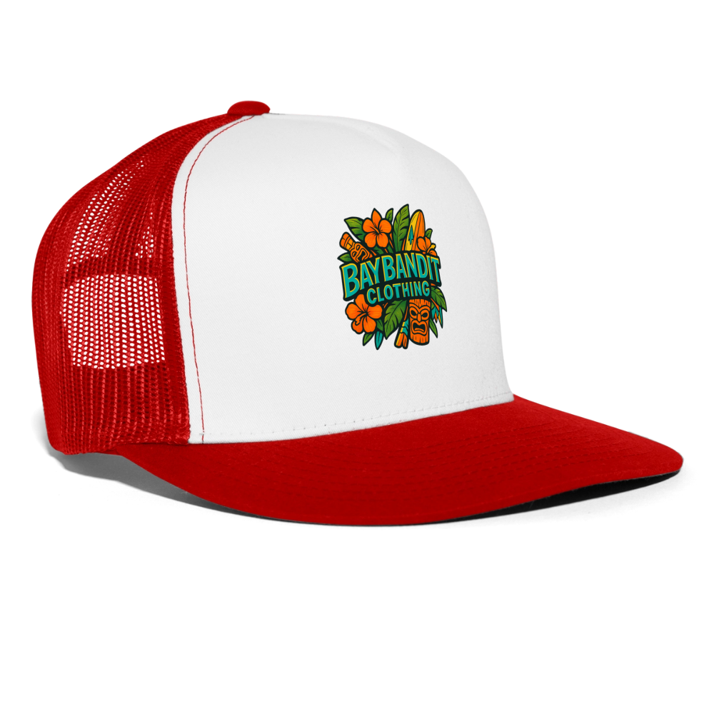 Baybandit Clothing Tiki Sign Trucker Hat - white/red