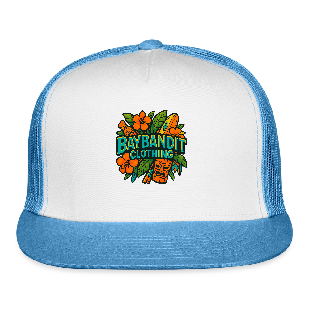 Baybandit Clothing Tiki Sign Trucker Hat - white/blue