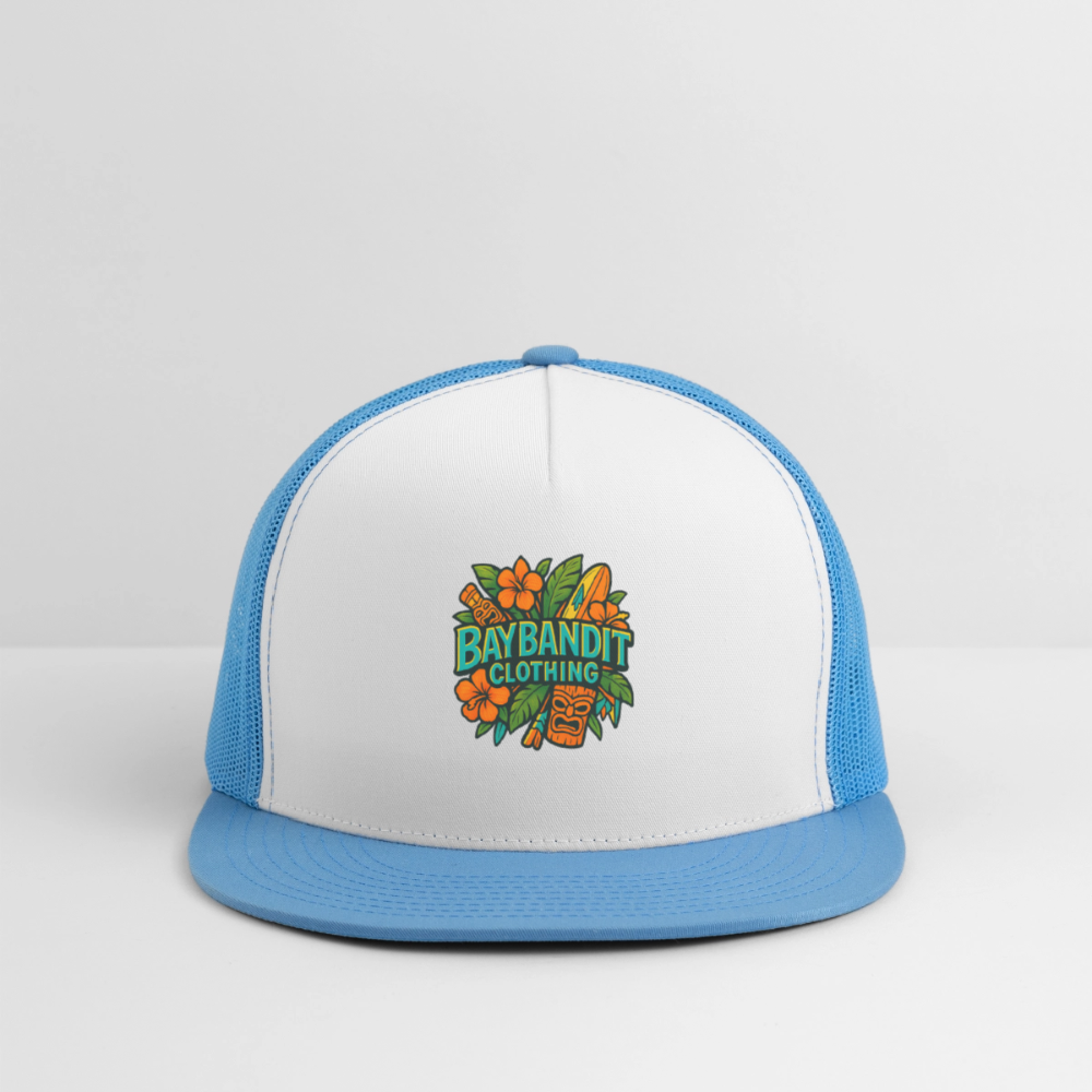 Baybandit Clothing Tiki Sign Trucker Hat - white/blue